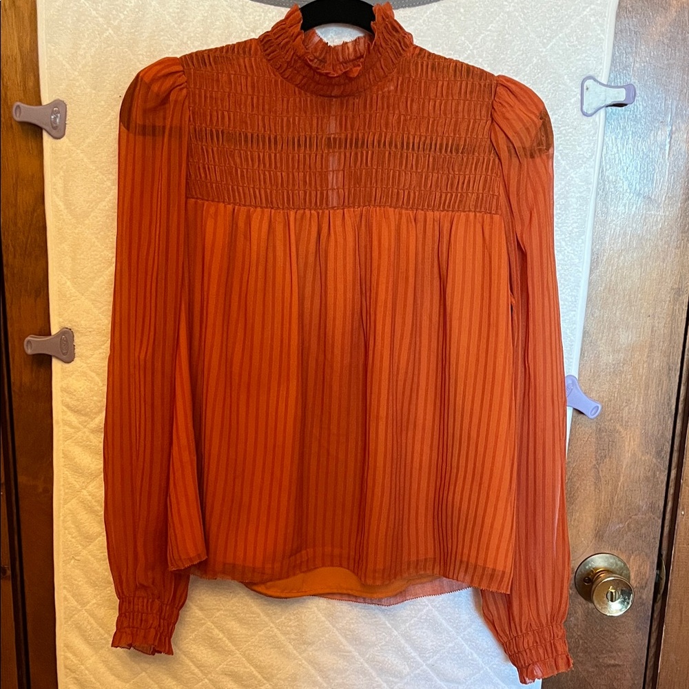 Reformation Everly Rust Pleated Top